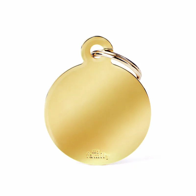 MY FAMILY Classic Big Round Golden Brass Tag Hundemarke Top-Angebot